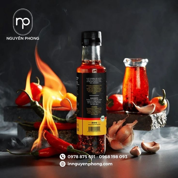 Mẫu tem dán lọ gia vị dán quanh in đầy đủ thông tin chi tiết